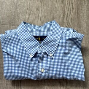 Polo Ralph Lauren Blue Gingham Button Down Shirt- Size Large